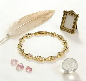 14k Gold Plated Elephants Clasp Bracelet -Luxurious Elegant Design for Special Events &Everyday Wear