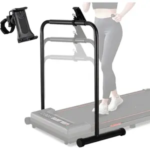 Adjustable Height Walking Pad Handle Bar with Phone Holder & Phone-Compatible Bracket - Compatible for Treadmill, Folding Treadmill Bar Attachment, Walking Board Handle Pole for Gym, Training Equipment (No Revisions)