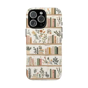 Boho Floral Book Shelf Phone Case Flower Cute Reader,phone Case Suitable for Iphone 11/12/13/14/15/16/17 Pro Promax Plus Air