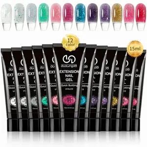Long-Lasting 12 Color Poly Gel Nail Polish, Poly Extension Gel, Odorless Solid and Shimmer Colors, Perfect for Home DIY Manicure, Ideal for Beginners, Nail Products, Builder Gel Nails