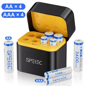 SPELEC 8-Pack 1.5V Rechargeable Batteries with Fast Charger 3600mAh AAA & 1300mAh AA Batteries Smart LED Display