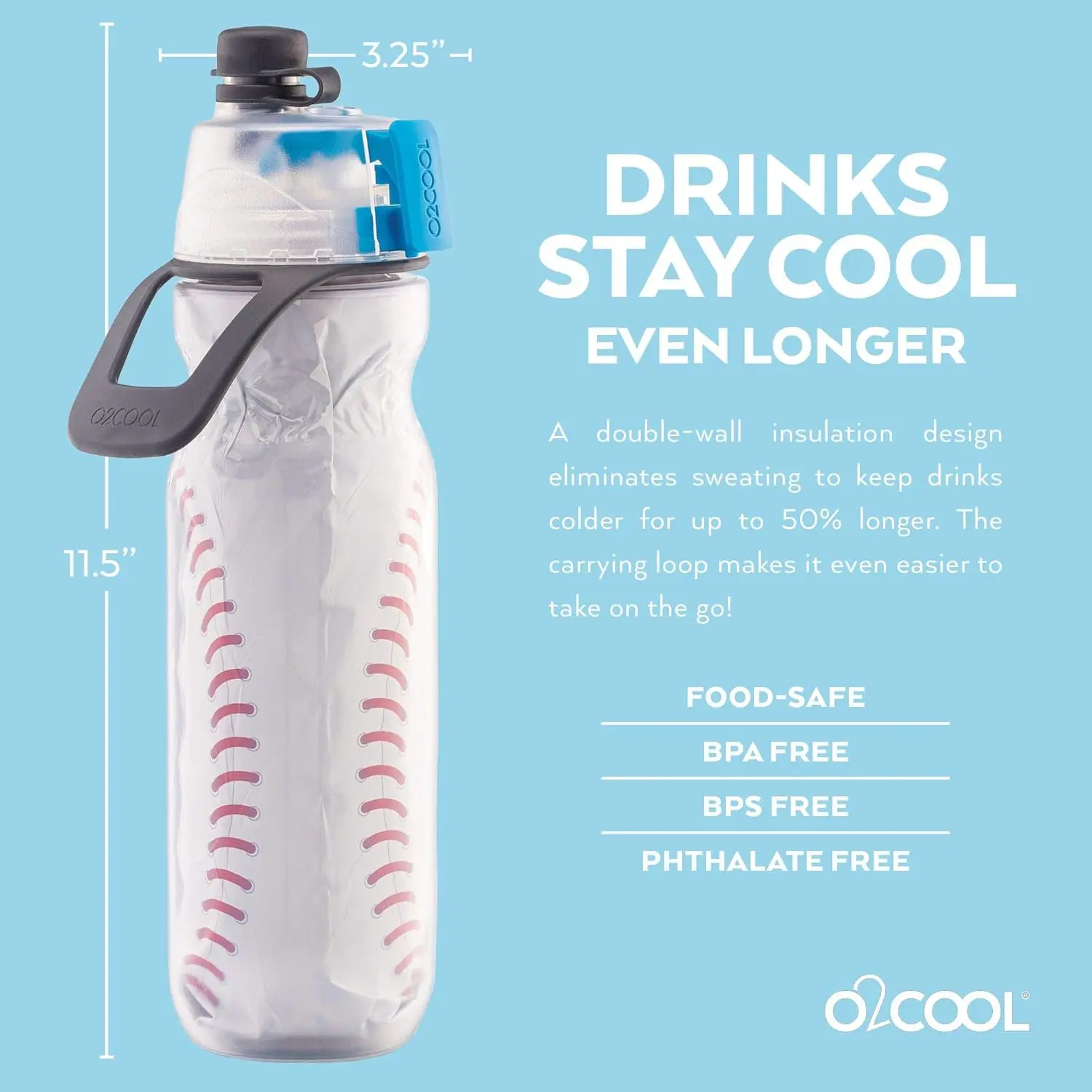 Mist N' Sip Insulated Water Misting Squeeze Bottle  Perfect for Hydrating on the Go
