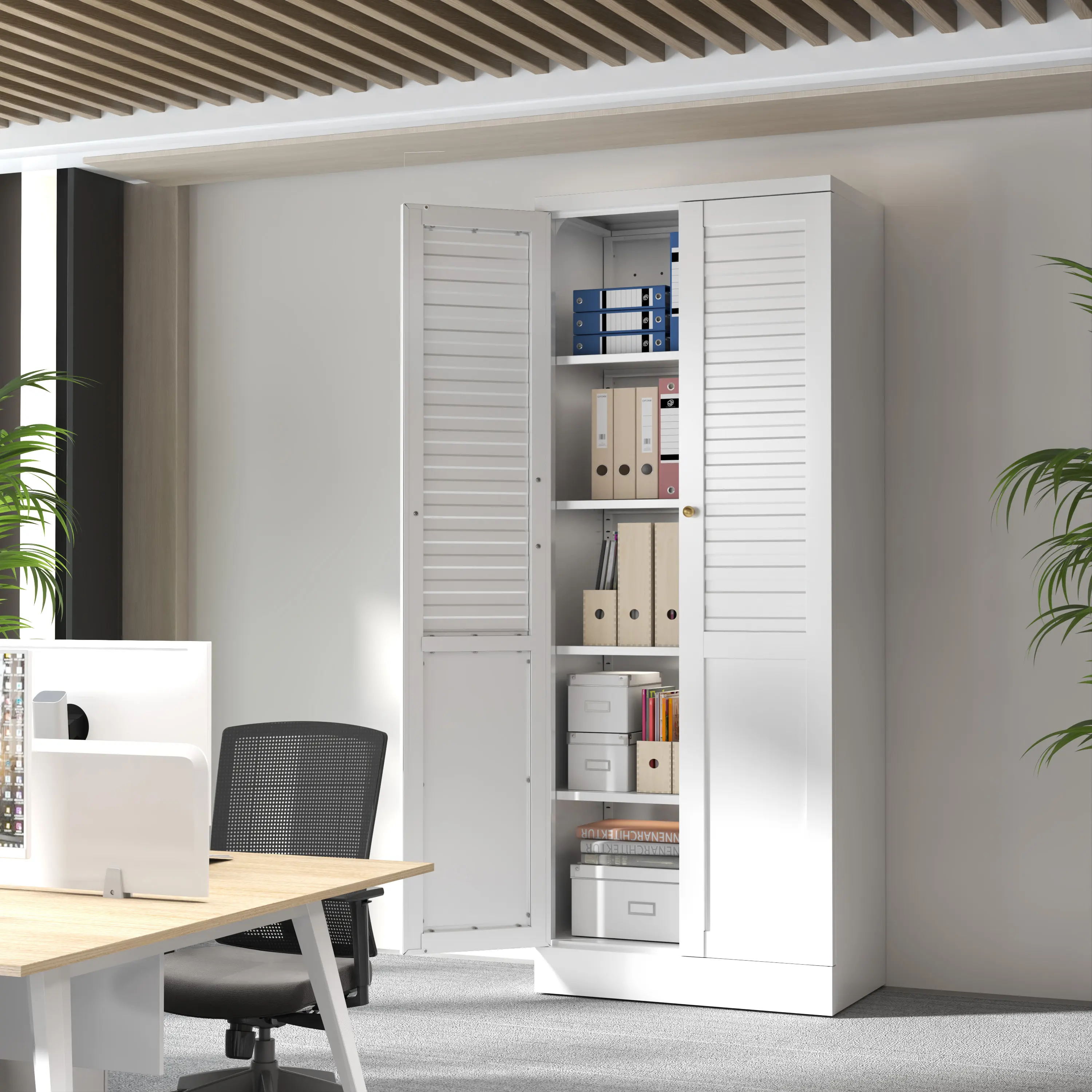 LEYNOT 61 inch Tall Kitchen Pantry Cabinet,Metal Storage Cabinet with 4 Adjustable Shelves,Freestanding Cupboard for Canned Food,Snacks,Small Appliances(White)