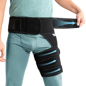 Hip Thigh Compression Sleeve Support Brace for Sciatica Pain Relief Adjustable Wrap for Groin Hamstring Quad Muscle Injury Recovery Men Women