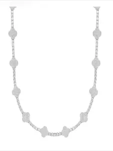 High Luxury Jewelry 4mmFour Leaf Clover Necklace Silica Diamond Gem Necklace Four Leaf Clover Design Tennis Necklace Moissanite Tennis Chain Jewelry High Luxury Jewelry Valentine's Day Easter Thanksgiving Gift