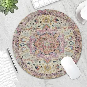 Vintage Persian Rug Pattern Design Round Gaming Mouse Pad, Stylish Desktop Protector with Non-Slip Rubber Edges, Waterproof Small Size for Laptops and Desktops, Ideal Gift for Kids and Gamers, Non Slip Mousepad