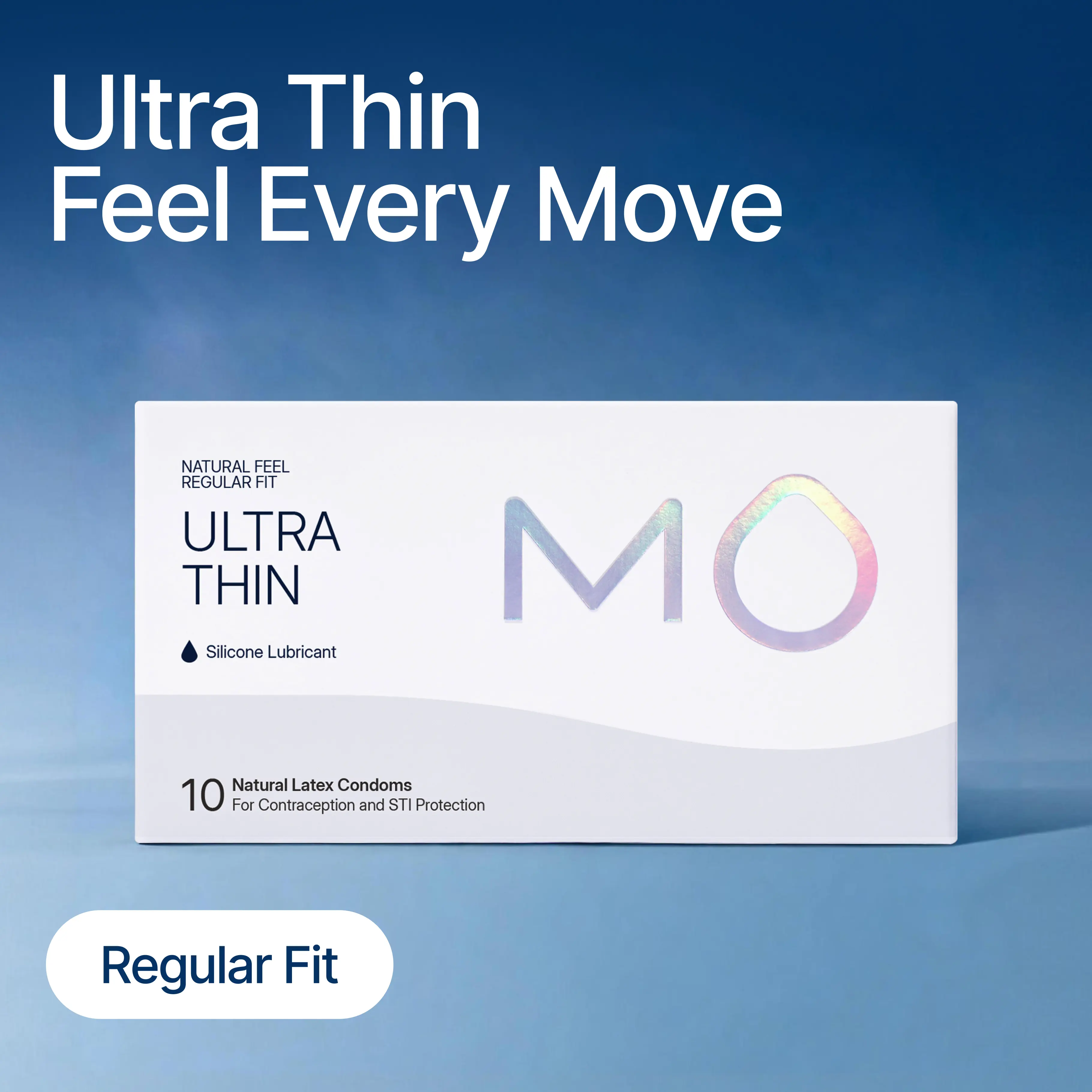 MO Premium Latex Condoms, 0.04mm Ultra-Thin, Natural Feel, pH-Balanced for Sensitive Skin, Universal Fit, Comfortable, 10-Count for Everyday Confidence, 10 Pcs