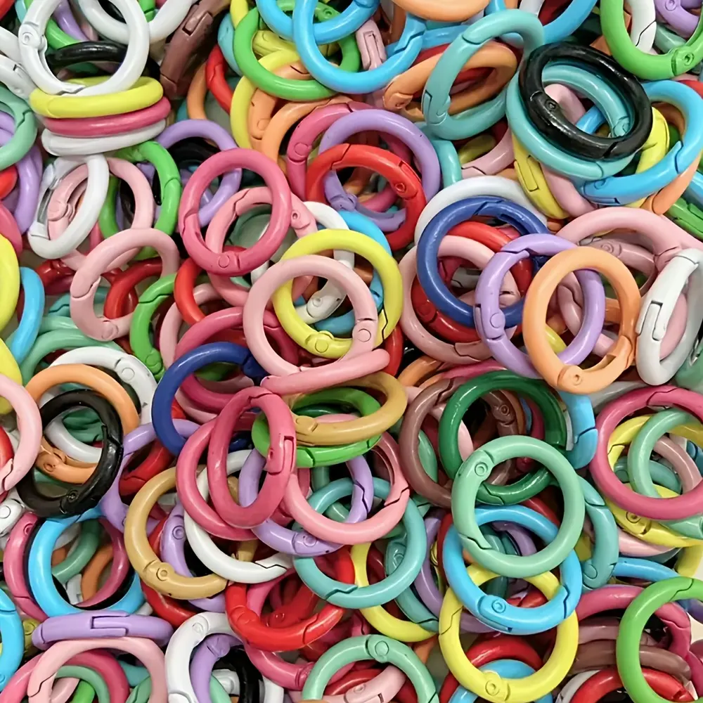 70PCS random color zinc alloy spring keychains, bright and colorful candy colors, suitable for DIY jewelry, crafts and handmade accessories, jewelry making accessories Bead Assortment Fashionable Charms