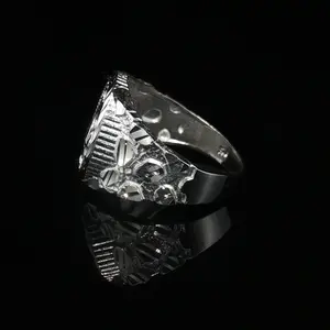 925 Silver Small Round Centenario nugget ring