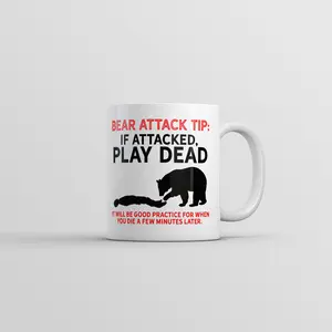 Bear Attack Tip Mug Funny Sarcastic Animal Novelty Coffee Cup - 11oz Funny Coffee Mugs Ceramic Printed Drinkware Cup