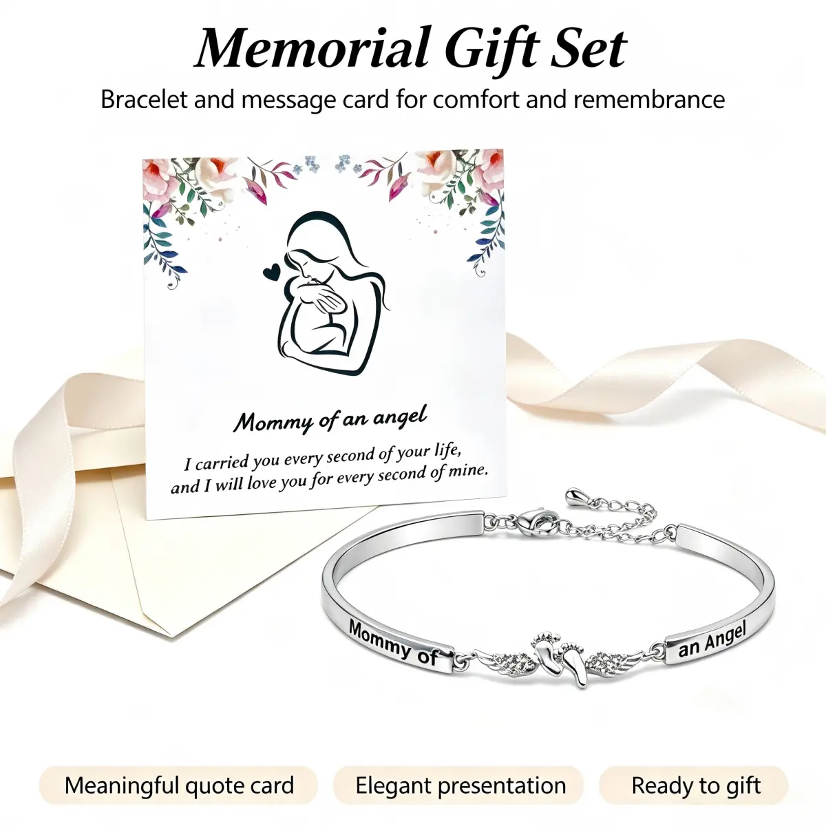 Women's Angel Wing Metal Cuff Bracelet Bangle, Engraved Personalized Meaningful Memorial Jewelry, Sympathy Gift for Miscarriage, Symbol of Love and Remembrance with Elegant Look, Arm Cuff Jewelry, Personalized And Meaningful, Heartfelt Sympathy Gift, Silv