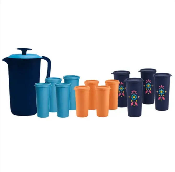 Tupperware 12 pc Tumbler Bouquet and Stirring 2 Qt Pitcher Set