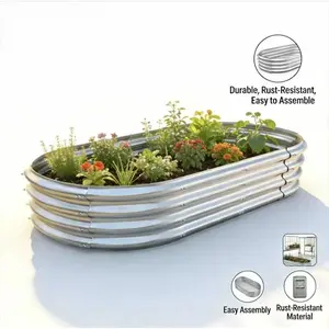 Fresh vegetables.ennva Galvanized Elevated Garden Bed, Galvanized Oval Large Metal Elevated Garden Box, Suitable for Outdoor Vegetable Planting decor backyard