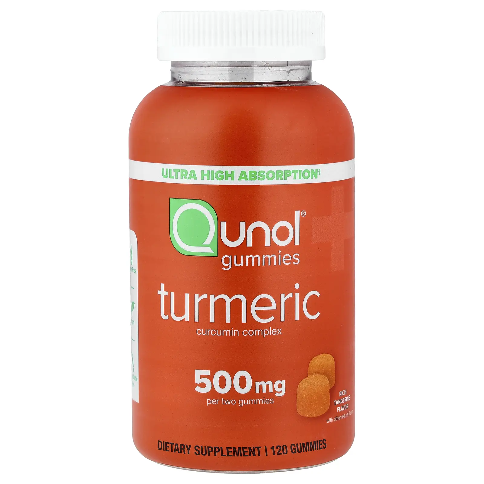 Qunol Turmeric Curcumin Complex, Rich Tangerine, 120 Gummies (250 mg per Gummy)