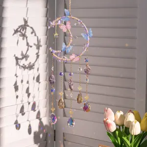 Crystal Sun Catcher Rainbow Maker Handmade Dream Catcher for Window Home Garden Decoration Perfect for Birthdays Halloween Christmas Easter Valentine's Day Thanksgiving Gifts Wall Butterfly Ornaments