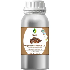 SVA Clove Essential Oil Organic– 16 Fl Oz – 100% Natural Clove Oil - for Diffuser, Hair Care, Face, Skin Care, Aromatherapy, Scalp and Body Massage, Soap and Candle Making