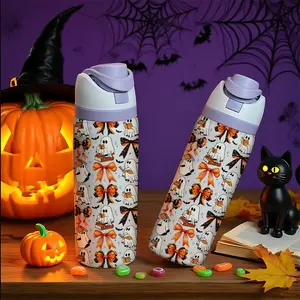 Halloween Ghost 30oz Stainless Steel Water Bottle with Straw, Insulated Cold Retention, Ideal for Outdoor Sports, Travel & Home Use, Tumbler