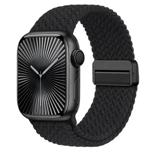 Suitisbest Braided Stretchy Bracelet Band Compatible with Apple Watch 38/40/41/42/44/45/46/49mm, Magnetic Clasp Soft Nylon Braided Sport Solo Loop