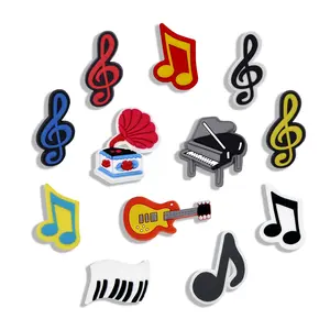 Music Croc Charm 12PCS PVC Clog Pins Accessories Party Favors Birthday Gifts Holidays Decoration for Boys Women Girls