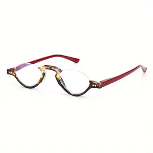 Men'S & Women'S Ultra-Lightweight Oval Half-Rim Reading Glasses with HD Lens - +.0  +4.0 Magnification, Count Frame, Tinted Lens