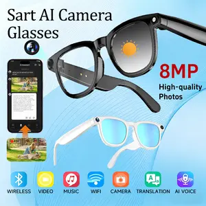 Smart AI Camera Glasses with 8MP Resolution  Convenient Button Touch Adjustment for Travel Outdoor Adventures Hands-Free Photography 160+Languages Real-Time Translation Bluetooth Wireless Wearable Video Recording  gift Multifunctional Audio Sunglasse