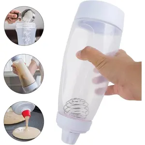 Pancake Batter Mixer Bottle Squeeze Dispenser Stainless Steel Baking Tool for Cupcakes Muffins and Cakes Blender 4.5 Cup Capacity Heat Resistant Spout - Smooth Thanksgiving tableware Value Pack Valentine's Day gift Set Stock Up
