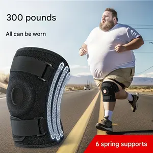 300-pound Extra-large - 6 Spring Supports, Breathable Fabric & Silicone Design, Suitable for Sports, Overweight Individuals - All-season Knee Support Brace Stabilizer, Safety Buckle Closure, Protective Knee Booster, Knee Saver