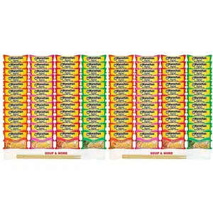 Maruchan Ramen Instant Soup 96 Count Noodles Packs- 24 Chicken, 24 Shrimp, 24 Beef & 24 Chili Flavors Lunch / Dinner Variety, 4 Flavors