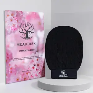 Beautoak Antimicrobial Reusable Exfoliating Glove Stops Growth of Bacteria, Mold on its Surface—Skin Care Exfoliating Mitt Removes Dead Skin—Tan Exfoliating Shower Gloves for Sensitive Skin Bath Glove