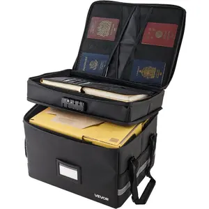VEVOR Fireproof Document Box, 1832 Heat Insulated Fireproof Waterproof Box with Lock, Portable File Storage Security Organizer Home Office Travel Use, for Passports, Important Documents FilesVEVOR Super Brand Day
