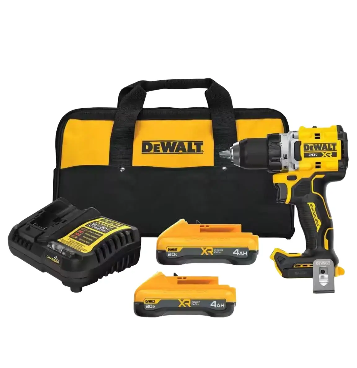 20V XR Lithium-Ion Cordless Brushless 1/2 in. Drill/Driver Kit with (2) 4.0 Ah Batteries and Charger