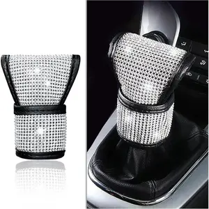 Crystal Auto Gear Shift Cover Bling Car Accessories,Universal Car Knob Gear Stick Protector from Scratching with Rhinestone Covers Car Decor Accessories for Women(Bling-003)