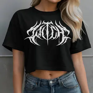 CROP TOP - Metal Witch Font Graphic Tee Alternative Streetwear Punk Clothing Women