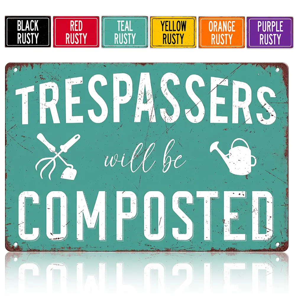 Trespassers Will Be Composted Metal Sign 8×12 Inch / 12×16 Inch – Funny Garden Warning Tin Sign, Vintage Backyard Decor for Garden, Farm, Shed & Pat,Perfect gift for Mother’s Dayio | summervibes Wood Sign Rustic Design