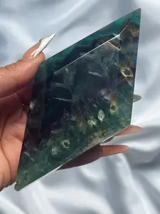 “Diamond in the Rough” Rainbow Feather Fluorite Diamond