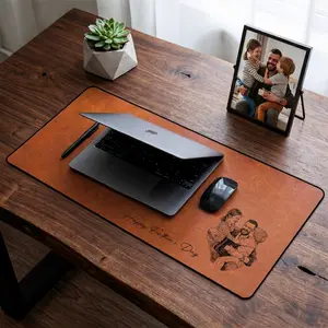 Personalized Sketch Art From Dad Photo Desk Mat, Father's Day Gift For Husband, Daddy Custom Photo Line Art Mouse Pad, Dad Birthday Gift