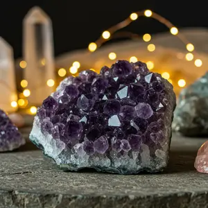 Natural Amethyst Stone Cluster - Natural Amethyst Mineral Specimen - Purple Crystal Gemstone - Healing Crystal Chakra Home Decoration