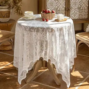 Lace Tablecloth, Romantic Countryside Style Transparent Floral Restaurant Table Cover, Elegant Dining Decor, Perfect for Home & Events