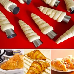 8/12Pcs Stainless Steel Croissant Cream Roll Molds, Reusable Cone Shape Bakeware Tools for French Pastry & Bread Baking, Essential Baking Supplies Kit