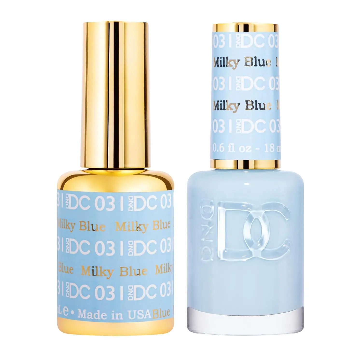 DND DC Gel Nail Polish Set, 031 Milky Blue Shade, 0.5 Fl Oz, Nails Supplies with Natural Resin Formula