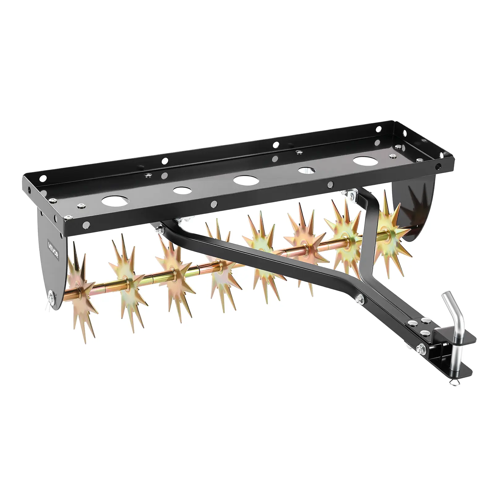 【SummerFinds】VEVOR Tow Behind Plug Aerator, 32 in Lawn Spike Aerator with Universal Hitch, Heavy Duty & Rust-Resistant, Pull Behind Spike Aerator Tool with Folded Edge Tray, for Farmland & Garden Tractors