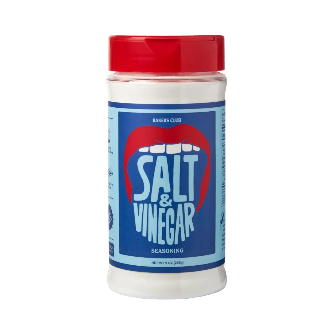 Bakers Club 9oz Salt & Vinegar Seasoning - French Fries, Wing Dust, Popcorn, Chips, Nuts, Snacks and More - Gluten-Free, MSG Free, Non-GMO - Zesty Tangy & Salty Spice Blend Dry Vinegar Powder 3.0