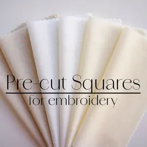 Pre-cut Squares for Embroidery Cotton Linen Fabric Sample Pack Linen Fabric for Hand Embroidery Fabric Bundle Basic Embroidery Supplies