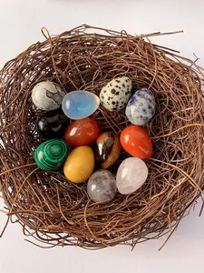 Natural Easter Egg Shaped Stones, Polished Quartz Crystals Tiger Eye Eggs, Seasonal Decorations, Handmade Natural Gemstones, Cute Style, Crystal Pebble