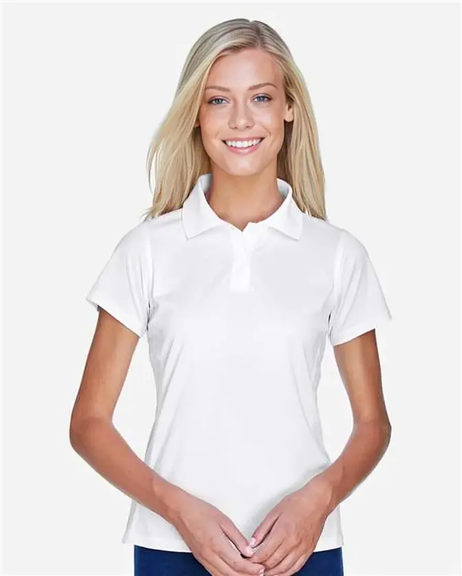 Harriton Women’s Fitted Polyester Jersey Collared Shirt - 2-Buttons, Moisture-Wicking, UV-Protective Top for Work, Sports, Two-Buttons
