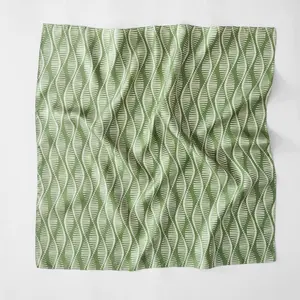 Lush Decor x Chuks Collins Shadow Bloom Silk Scarf - Sage Green & Cream Wave Pattern 100% Silk 26"x26" Summer Accessory