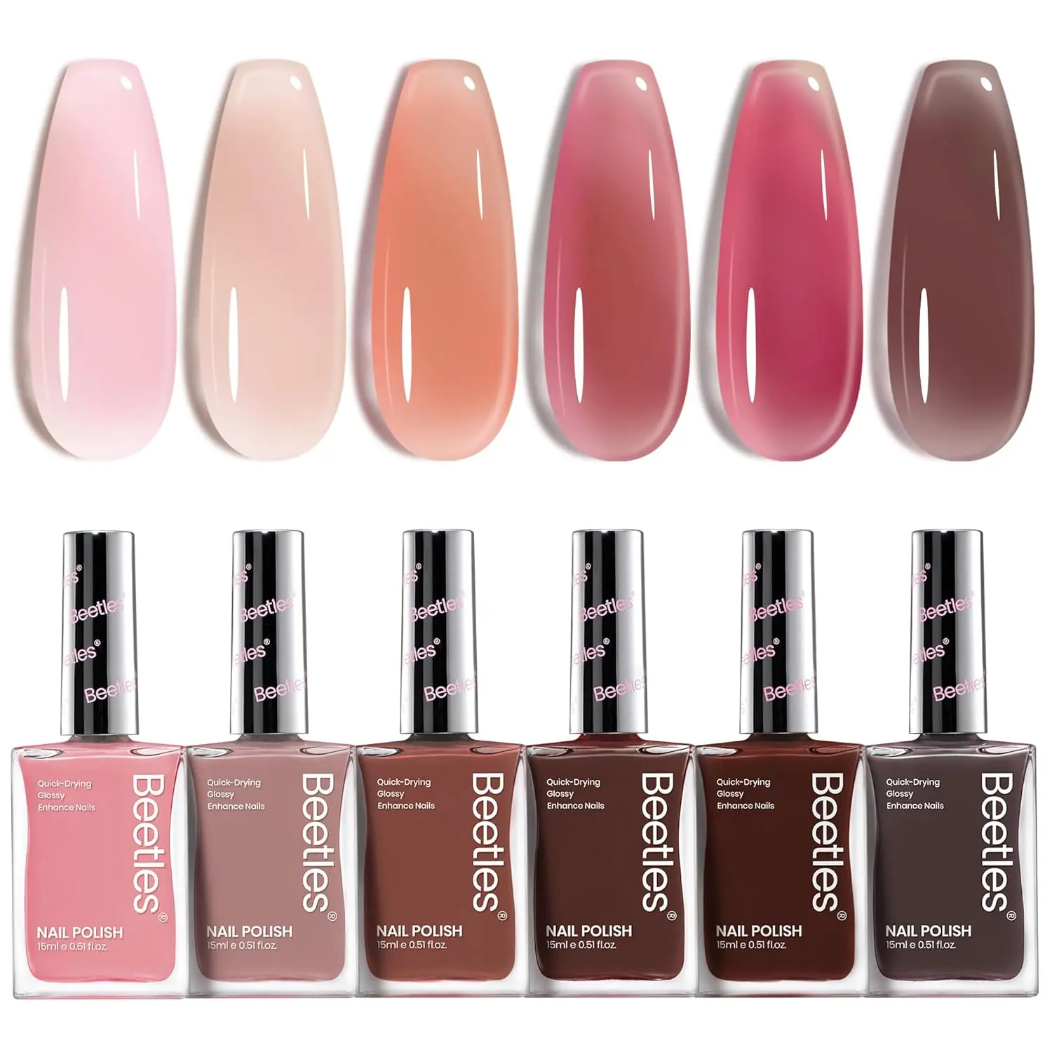 Beetles Jelly Nail Polish Set,No UV lamp needed,Long Lasting & Quick Dry,Clear for Women,Nails Art,Nails at home,Manicure Beauty Products Pigment Translucent   #cozyvibes #effortlessbeauty  Salon   Daily Gift Cutics Cosmetic #TikTokShopBacktoSchool