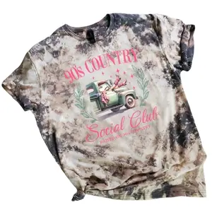 90s Country Social Club Bleached Tee for Women - Casual and Comfortable Tshirt
