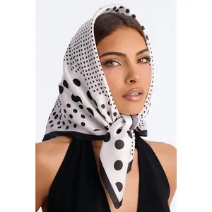The Riviera Dot Head Scarf - Black/White