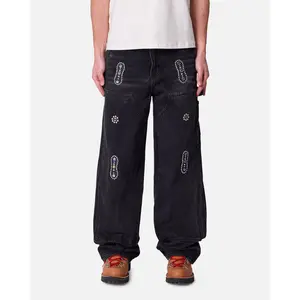 MNML Ultra Baggy Western Jewel Jeans Washed Black